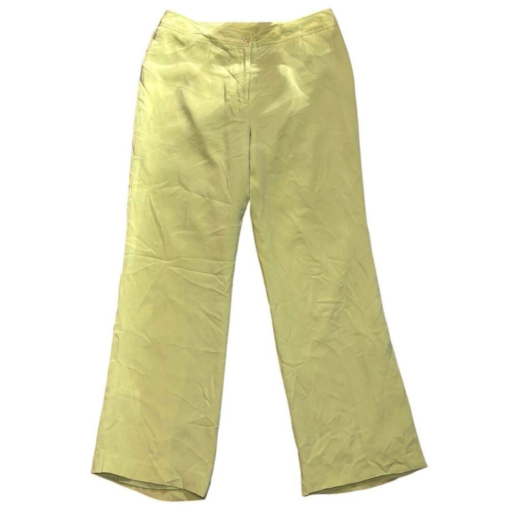 100% Silk Style & Co Pastel Lime Green Fully Lined Dress Pants Size 12